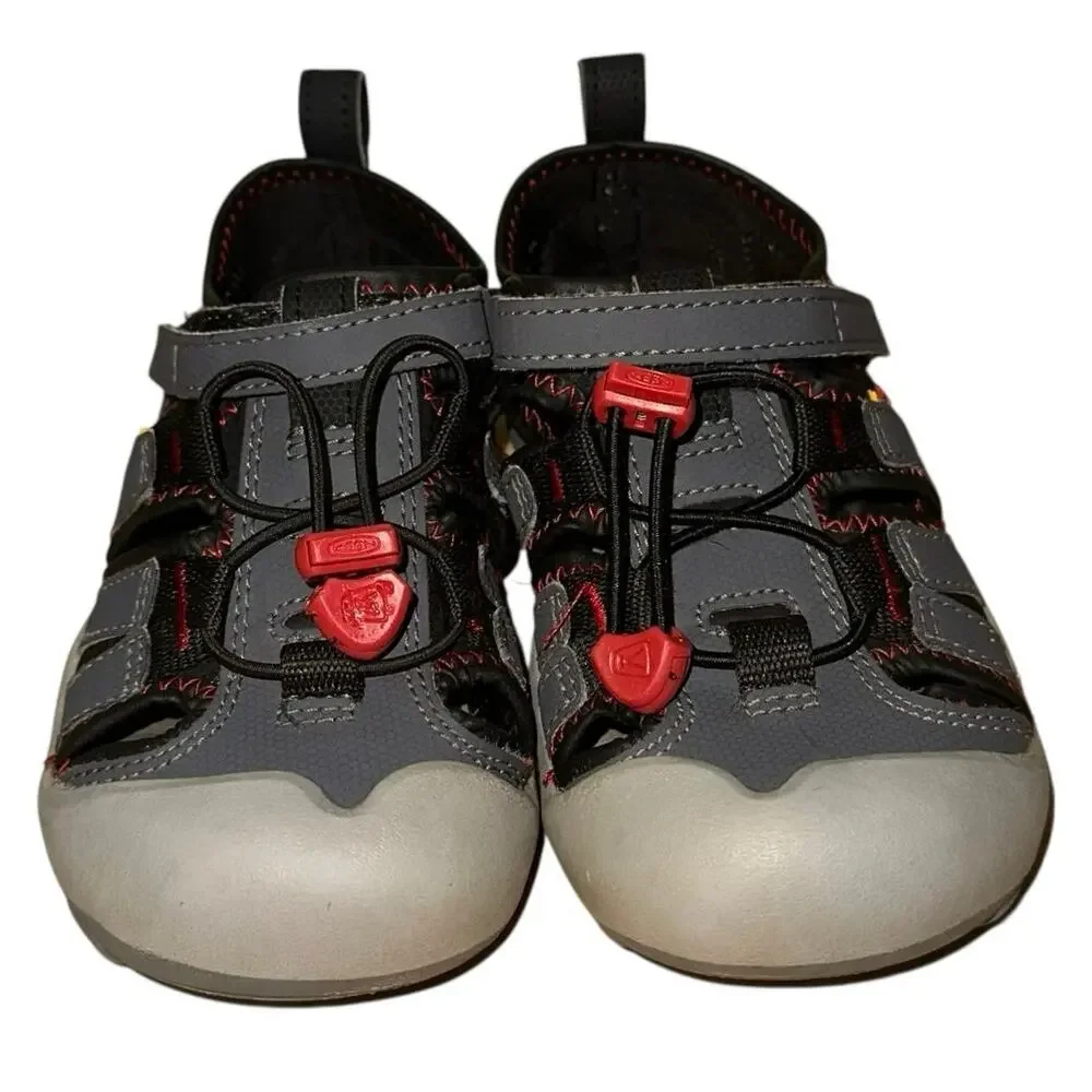 Keen‎ Knotch Creek Kids Sandals Size 12 Gray Red Outdoor Water